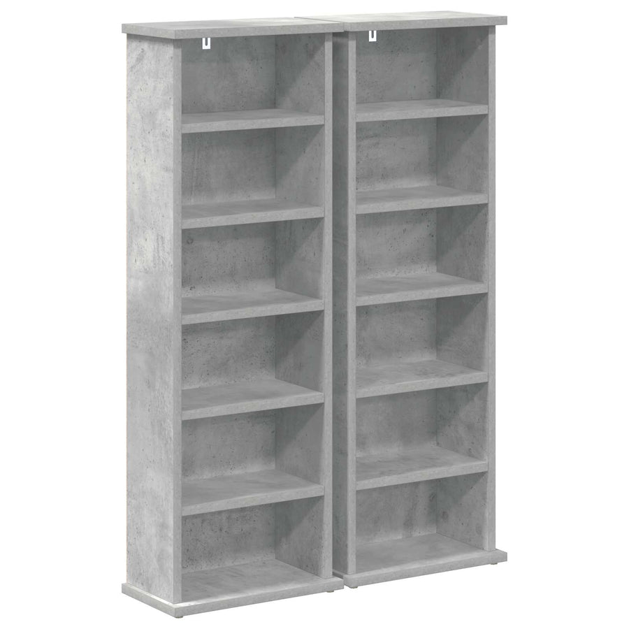 CD Kast 2 st Betongrijs 60 x 17 x 92 cm Bewerkt hout