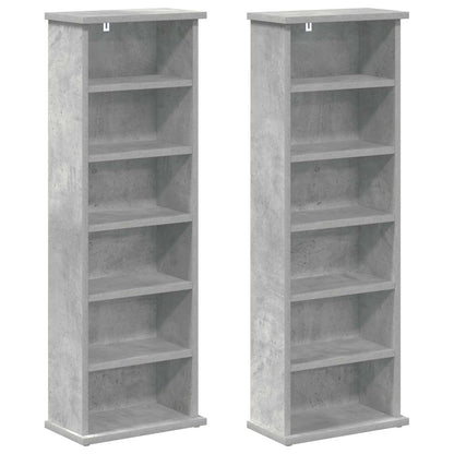 CD Kast 2 st Betongrijs 60 x 17 x 92 cm Bewerkt hout