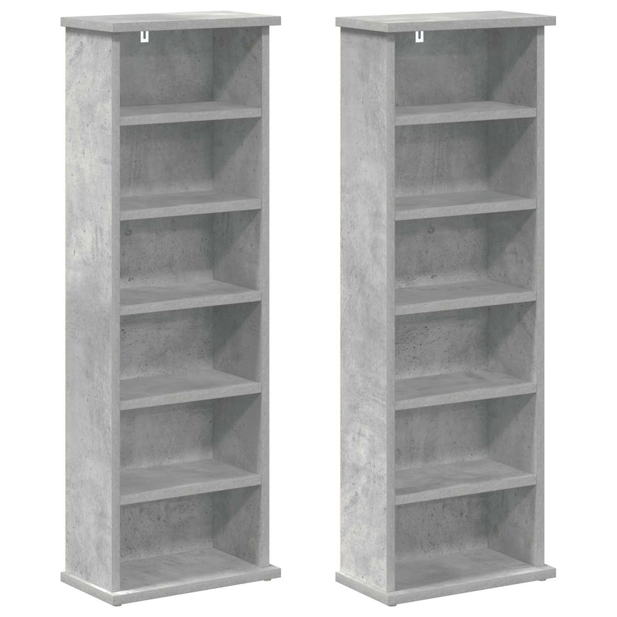 CD Kast 2 st Betongrijs 60 x 17 x 92 cm Bewerkt hout