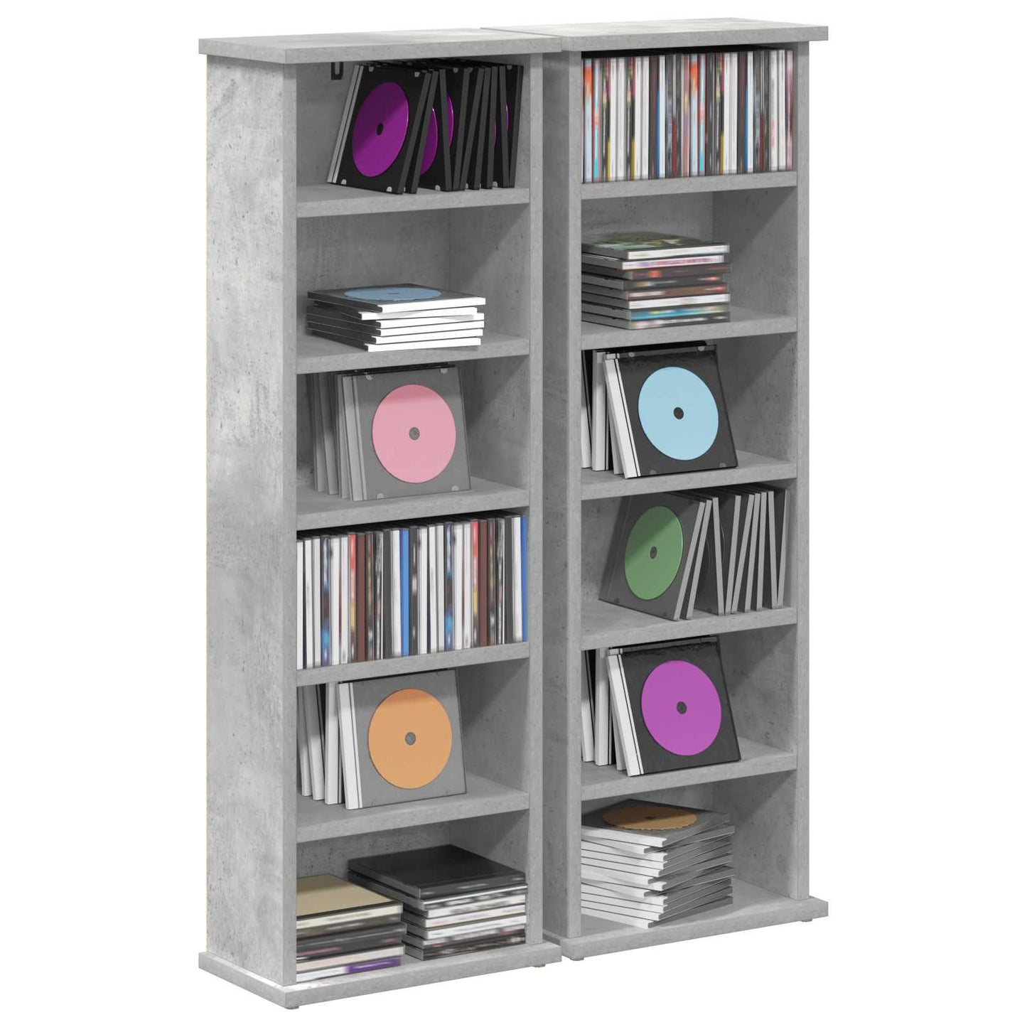 CD Kast 2 st Betongrijs 60 x 17 x 92 cm Bewerkt hout