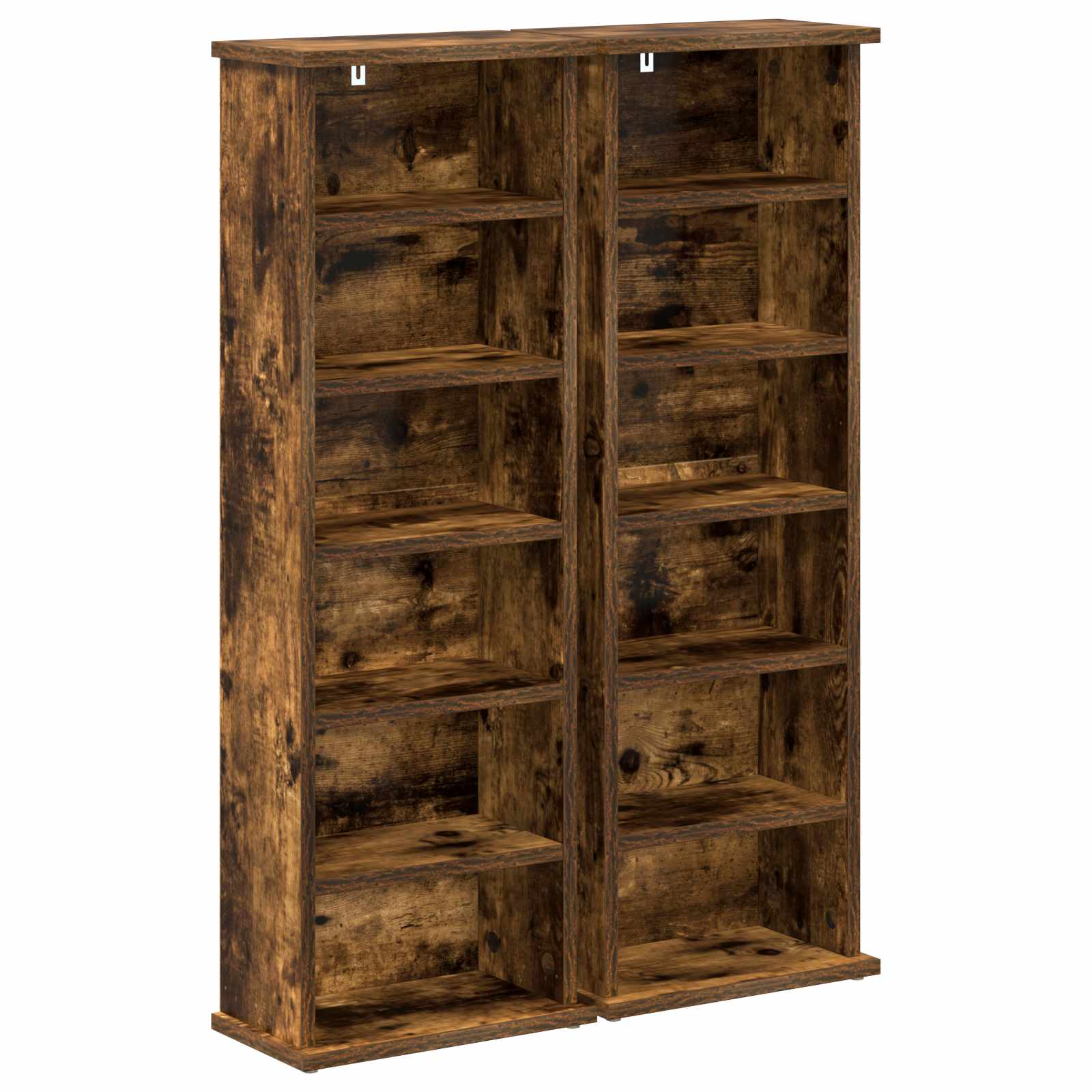 CD Kast 2 st Gerookt eiken 60 x 17 x 92 cm Bewerkt hout