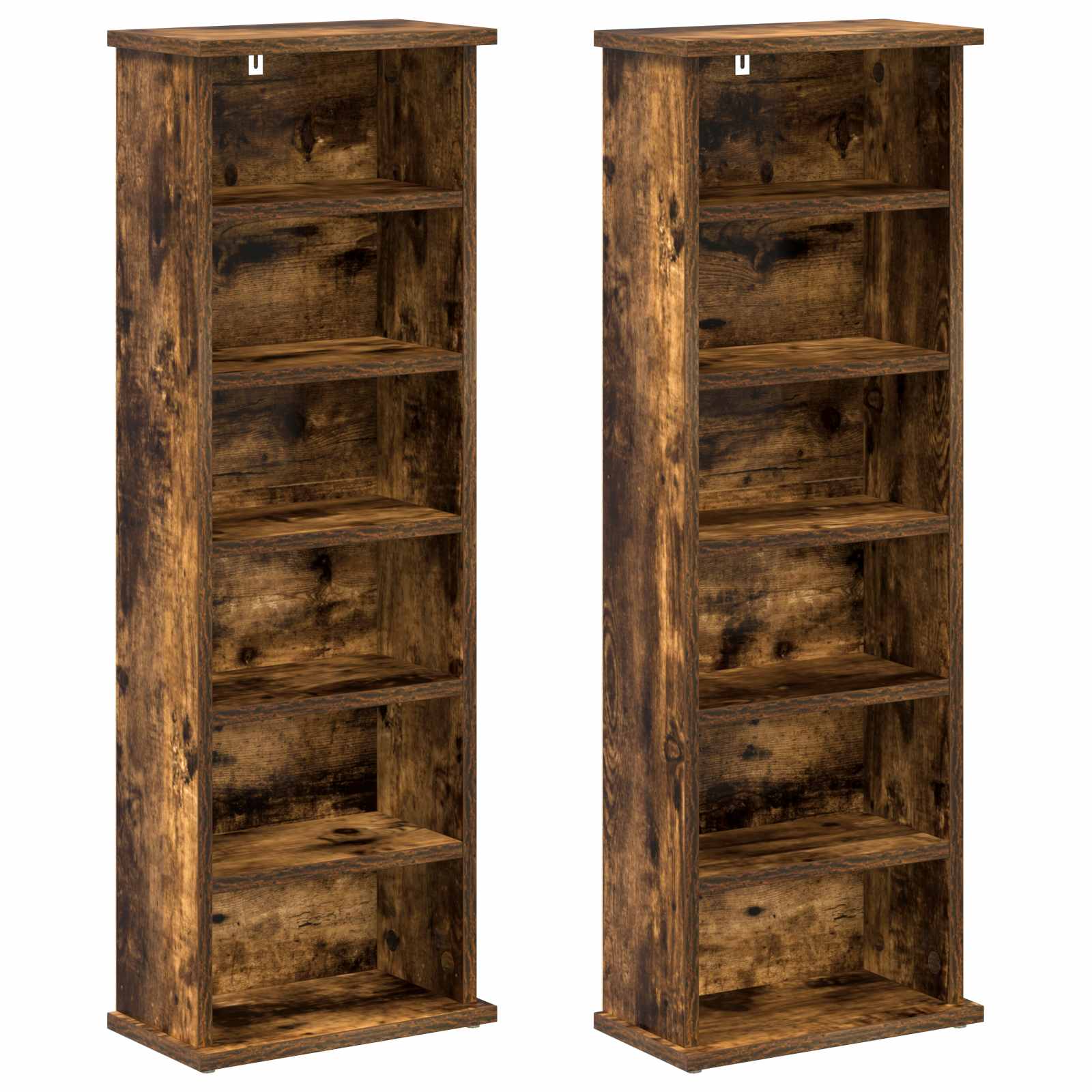 CD Kast 2 st Gerookt eiken 60 x 17 x 92 cm Bewerkt hout