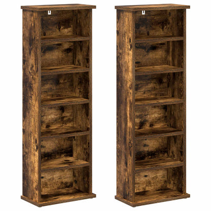 CD Kast 2 st Gerookt eiken 60 x 17 x 92 cm Bewerkt hout