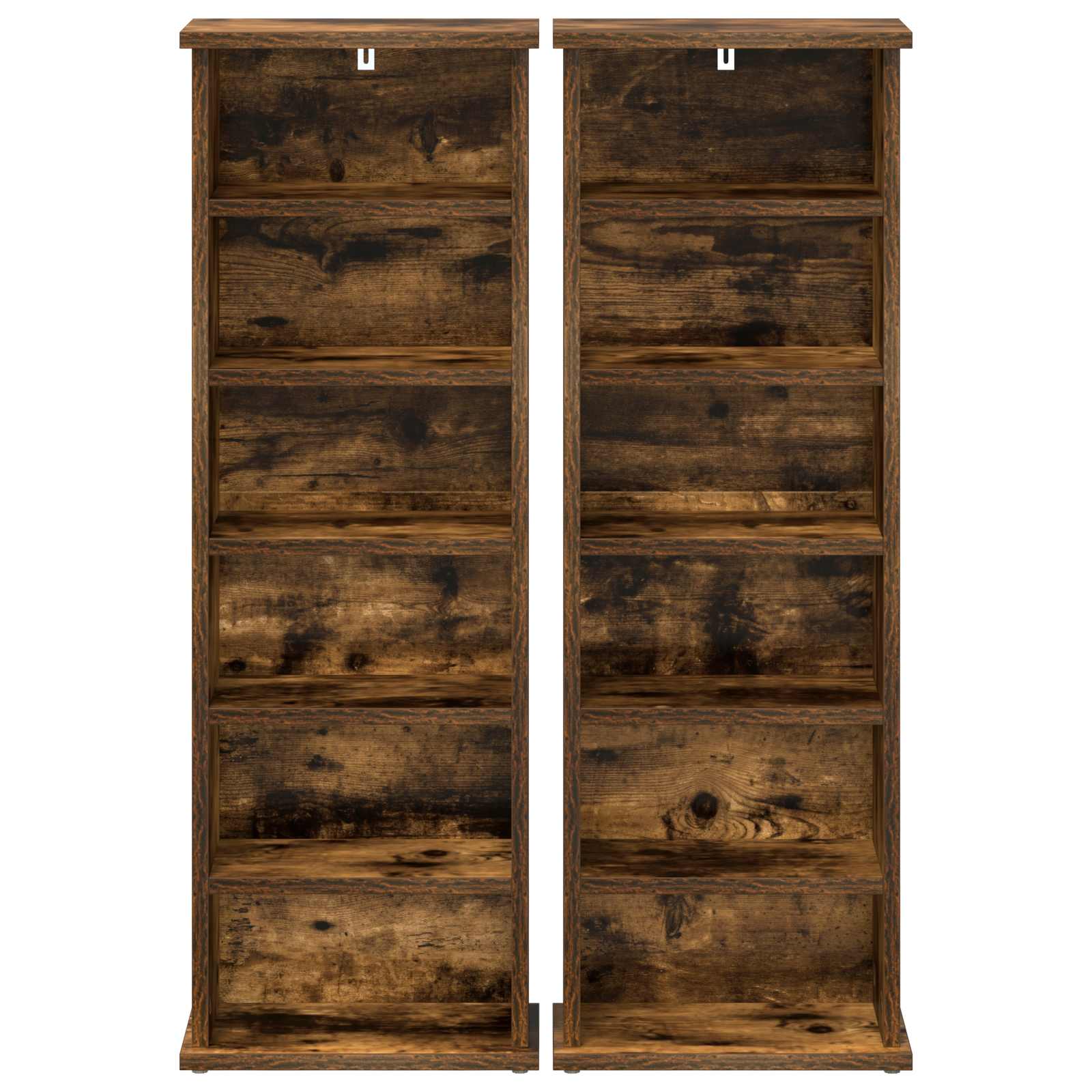 CD Kast 2 st Gerookt eiken 60 x 17 x 92 cm Bewerkt hout
