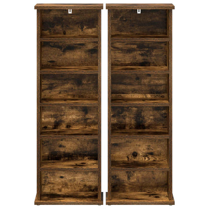 CD Kast 2 st Gerookt eiken 60 x 17 x 92 cm Bewerkt hout