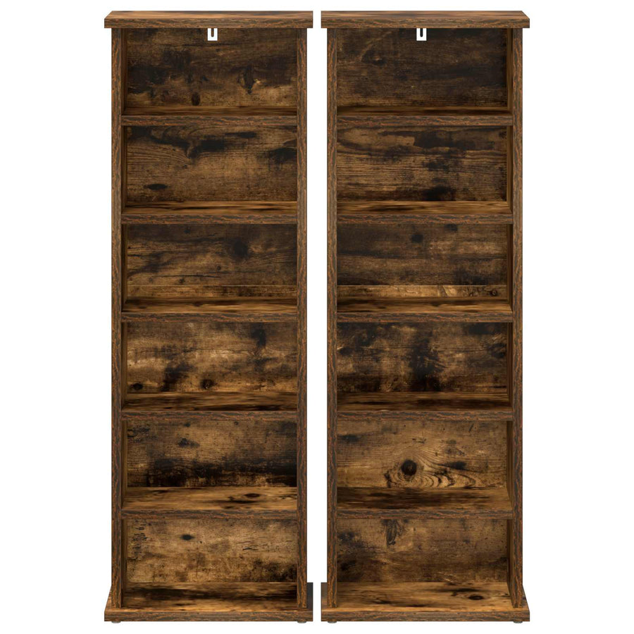CD Kast 2 st Gerookt eiken 60 x 17 x 92 cm Bewerkt hout