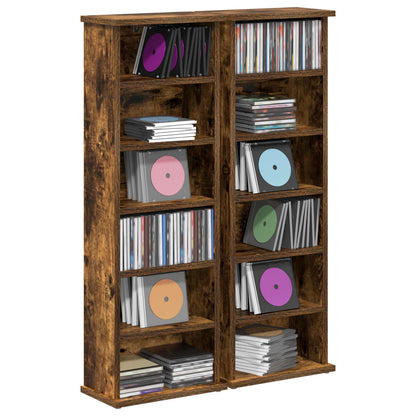 CD Kast 2 st Gerookt eiken 60 x 17 x 92 cm Bewerkt hout