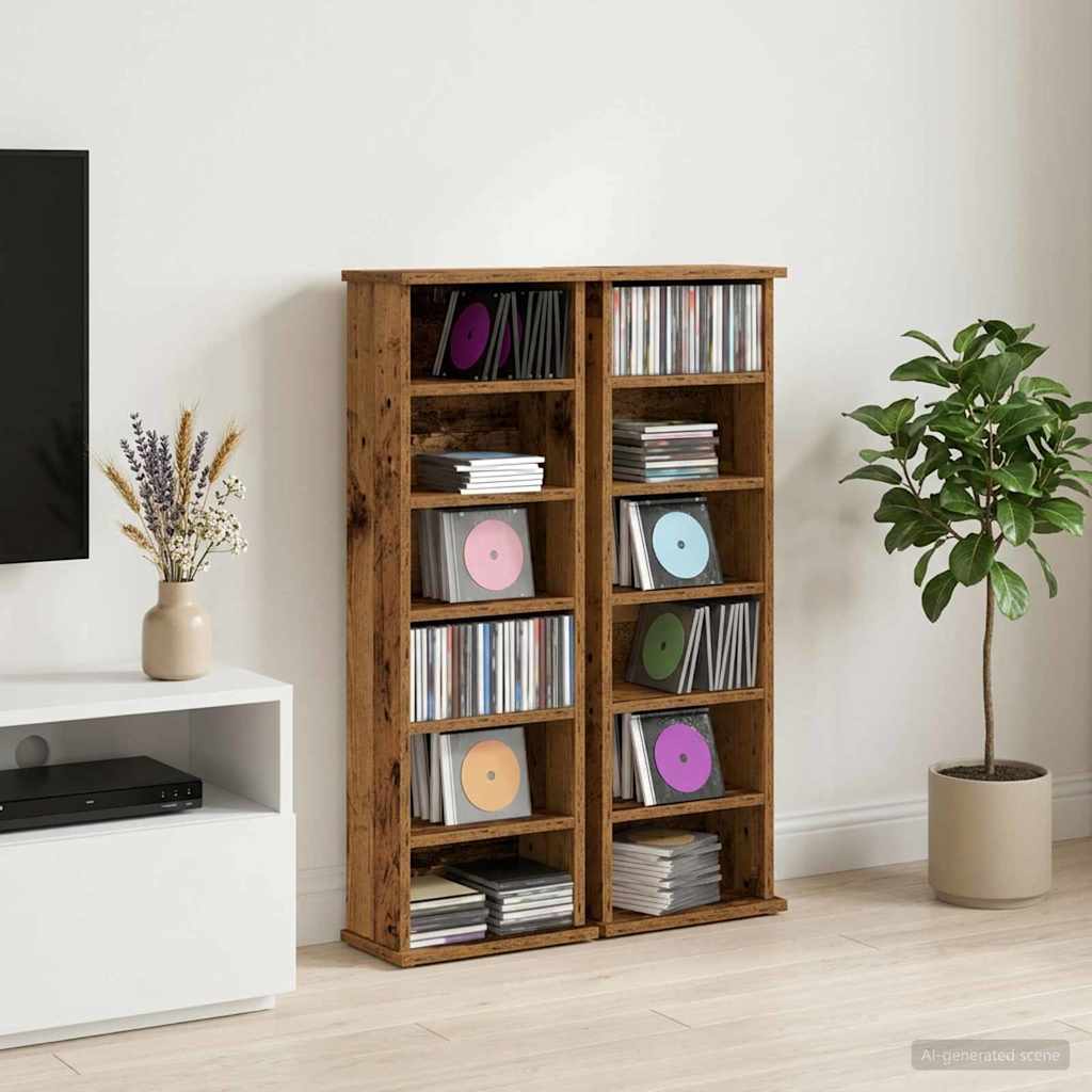 CD Kast 2 st Oud hout 60 x 17 x 92 cm Bewerkt hout