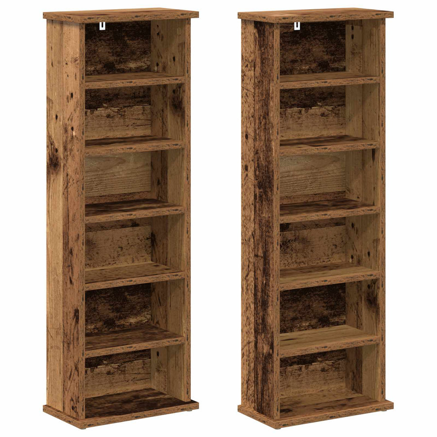 CD Kast 2 st Oud hout 60 x 17 x 92 cm Bewerkt hout