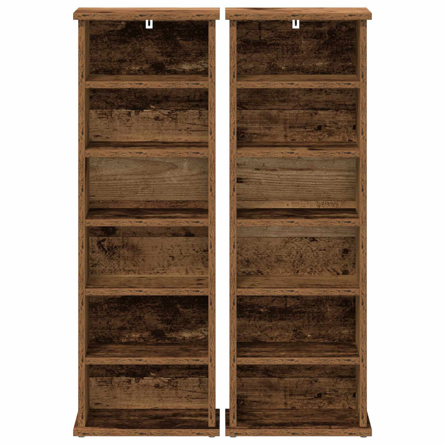 CD Kast 2 st Oud hout 60 x 17 x 92 cm Bewerkt hout