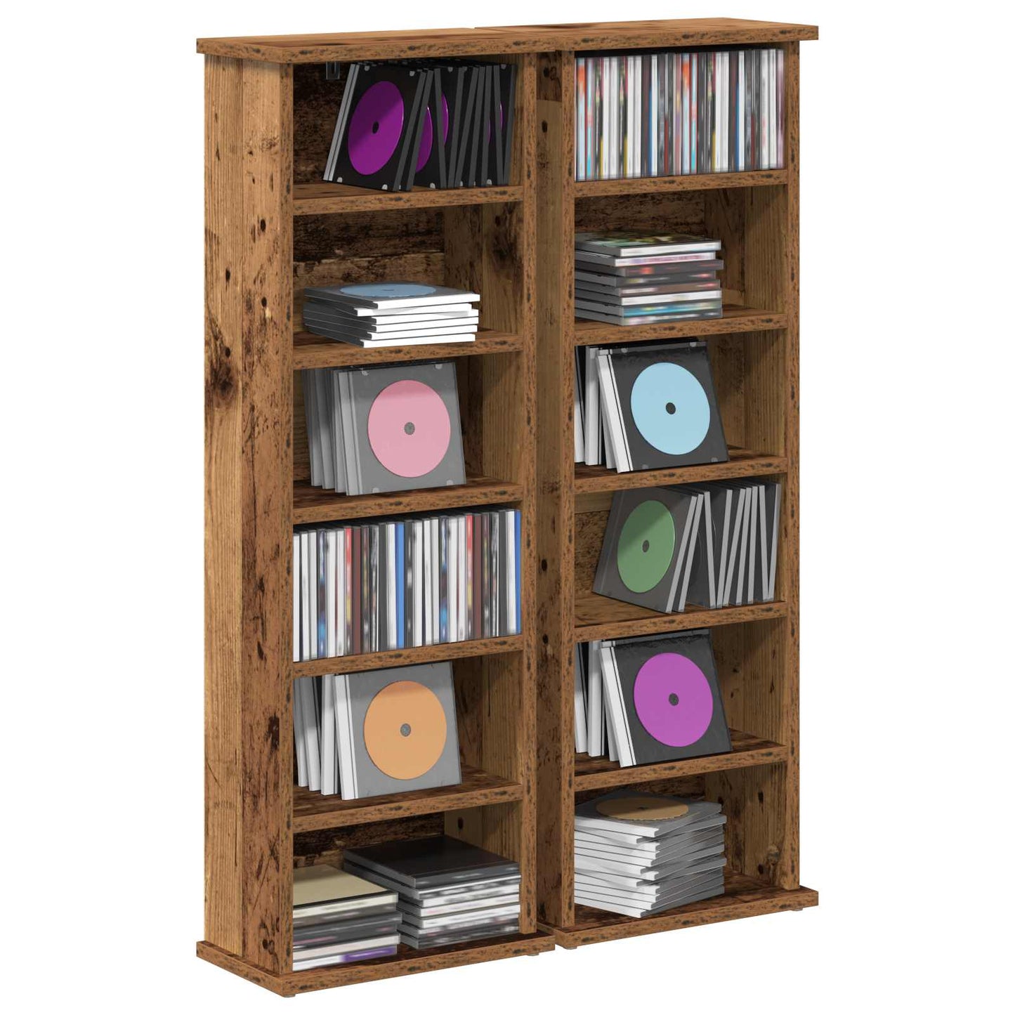 CD Kast 2 st Oud hout 60 x 17 x 92 cm Bewerkt hout