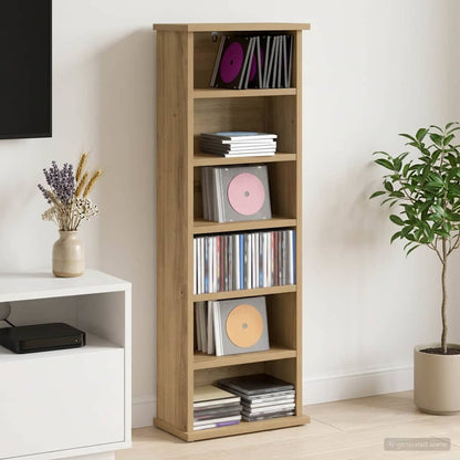 CD Kast Artisanaal eiken 60 x 17 x 92 cm Bewerkt hout