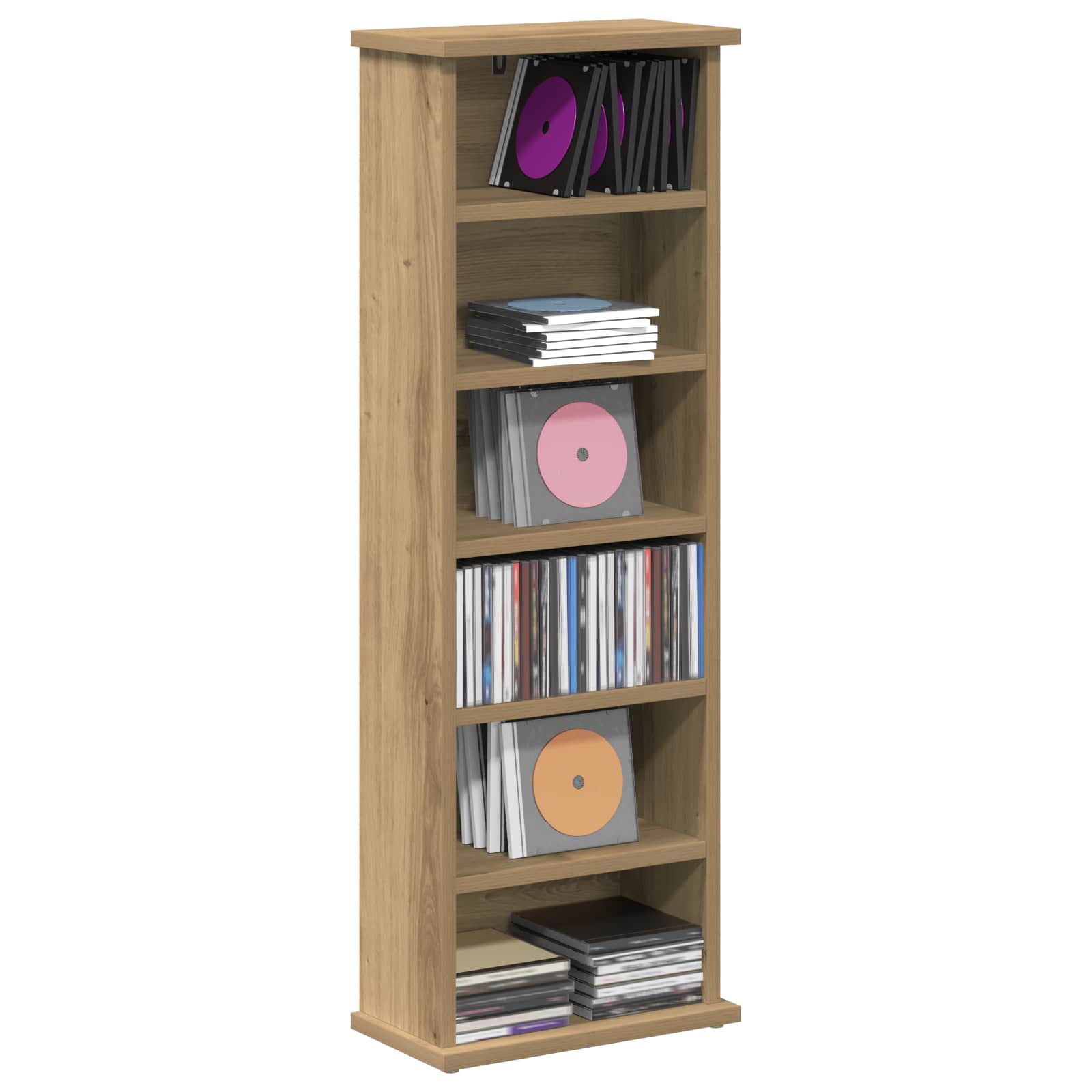 CD Kast Artisanaal eiken 60 x 17 x 92 cm Bewerkt hout