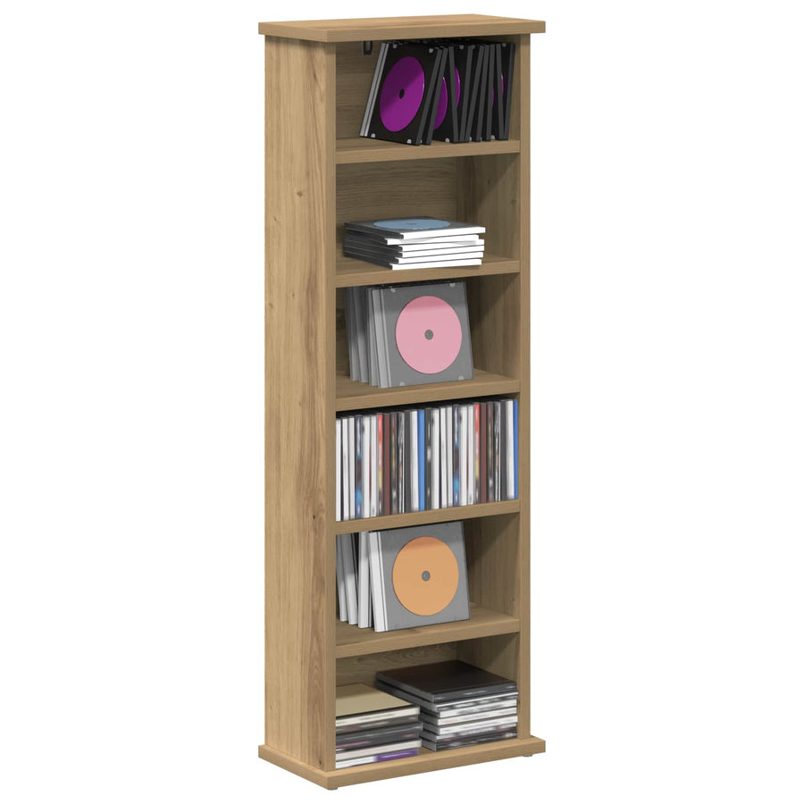 CD Kast Artisanaal eiken 60 x 17 x 92 cm Bewerkt hout