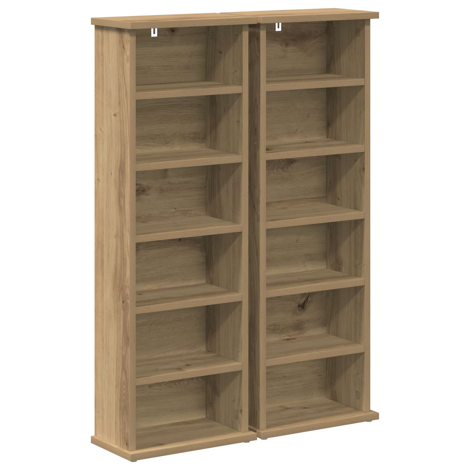 CD Kast 2 st Artisanaal eiken 60 x 17 x 92 cm Bewerkt hout