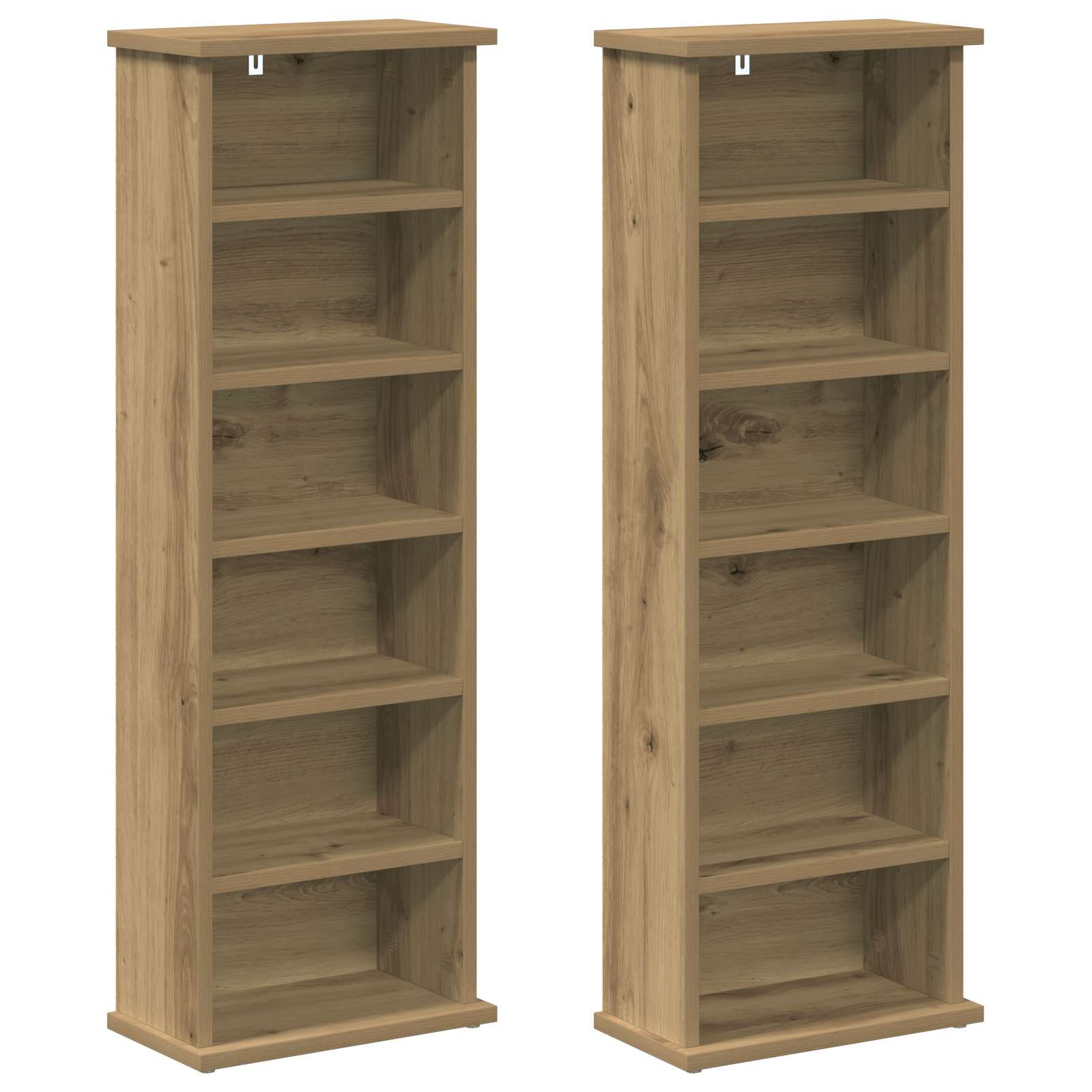 CD Kast 2 st Artisanaal eiken 60 x 17 x 92 cm Bewerkt hout