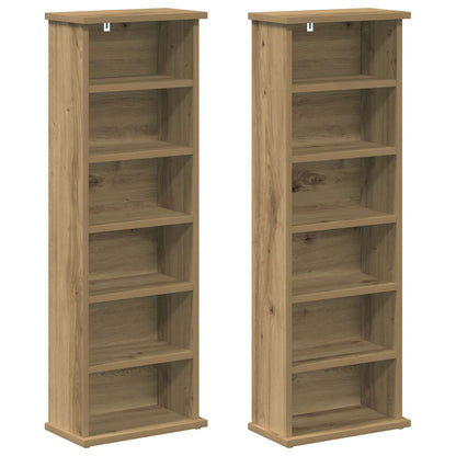 CD Kast 2 st Artisanaal eiken 60 x 17 x 92 cm Bewerkt hout