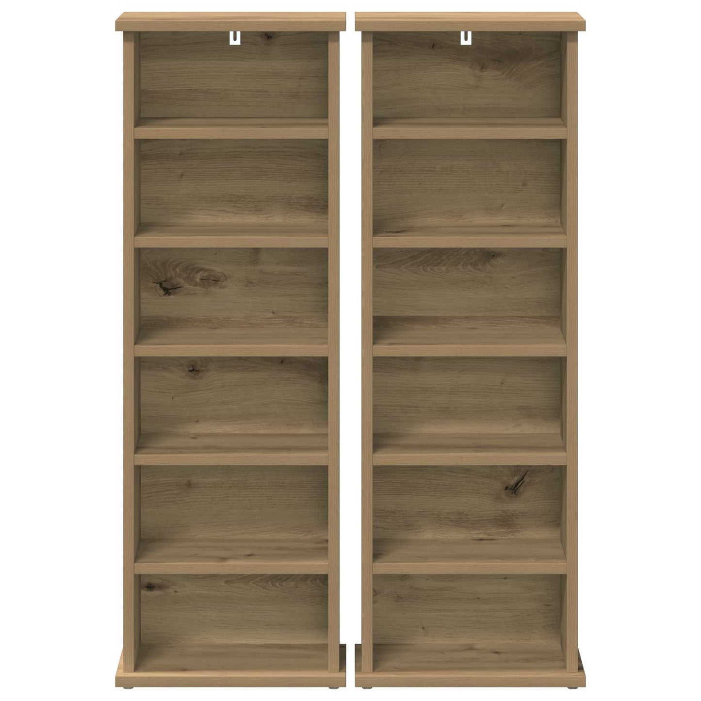 CD Kast 2 st Artisanaal eiken 60 x 17 x 92 cm Bewerkt hout