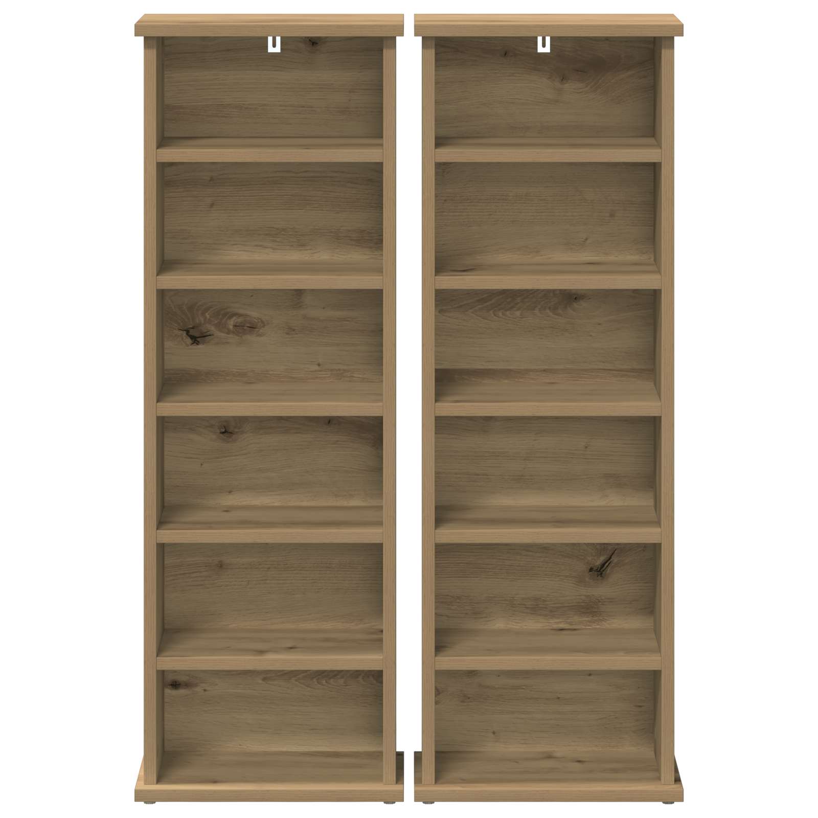 CD Kast 2 st Artisanaal eiken 60 x 17 x 92 cm Bewerkt hout