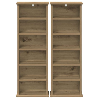 CD Kast 2 st Artisanaal eiken 60 x 17 x 92 cm Bewerkt hout