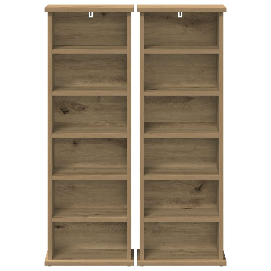 CD Kast 2 st Artisanaal eiken 60 x 17 x 92 cm Bewerkt hout