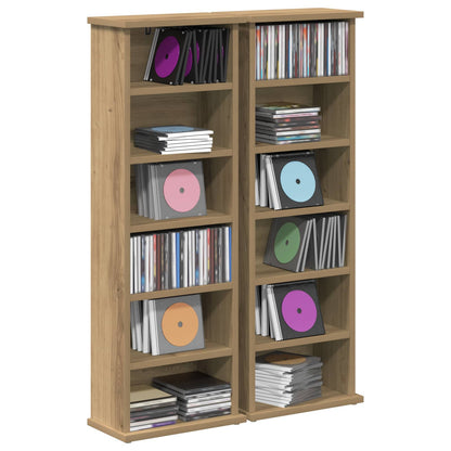 CD Kast 2 st Artisanaal eiken 60 x 17 x 92 cm Bewerkt hout