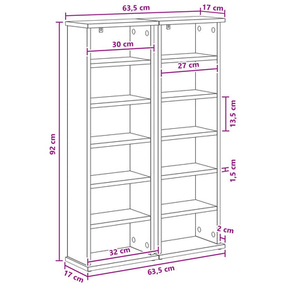 CD Kast 2 st Artisanaal eiken 60 x 17 x 92 cm Bewerkt hout