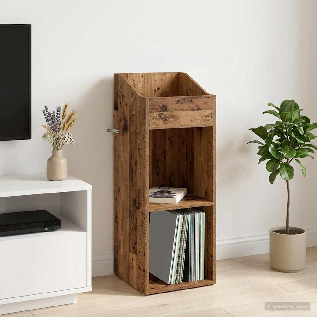 Platenkast Oud hout 36 x 36 x 95,5 cm Bewerkt hout
