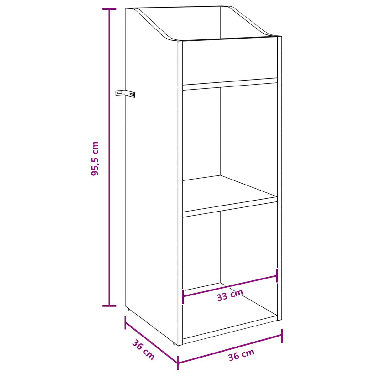 Platenkast Artisanaal eiken 36 x 36 x 95,5 cm Bewerkt hout