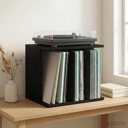 Vinyl Platenspeler Opslag Zwart eiken 42 x 33 x 36 cm
