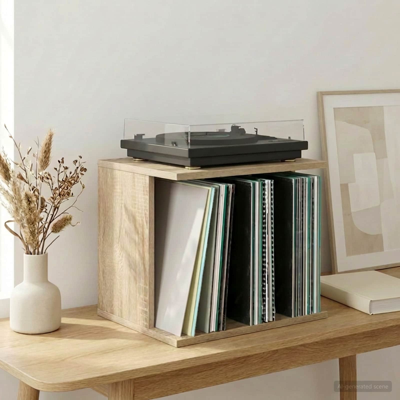 Vinyl Platenspeler Opslag Sonoma Eiken 42 x 33 x 36 cm
