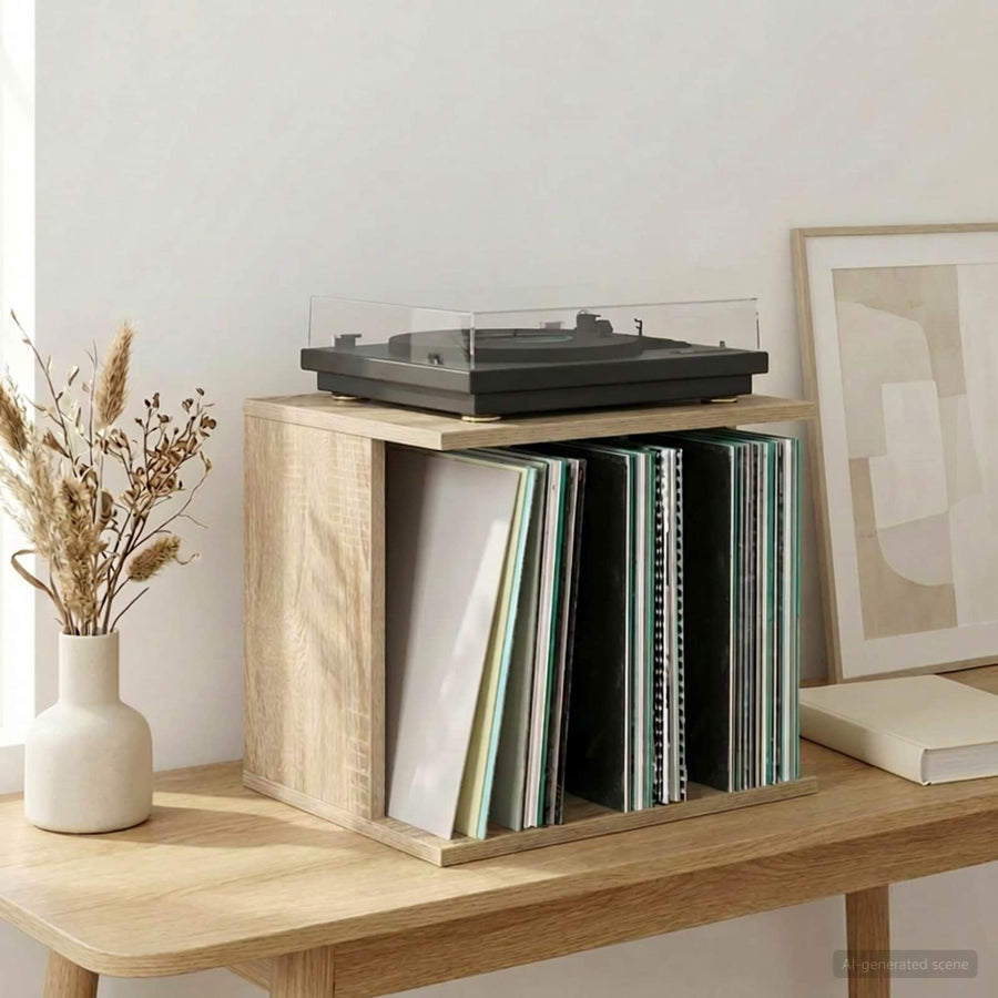 Vinyl Platenspeler Opslag Sonoma Eiken 42 x 33 x 36 cm
