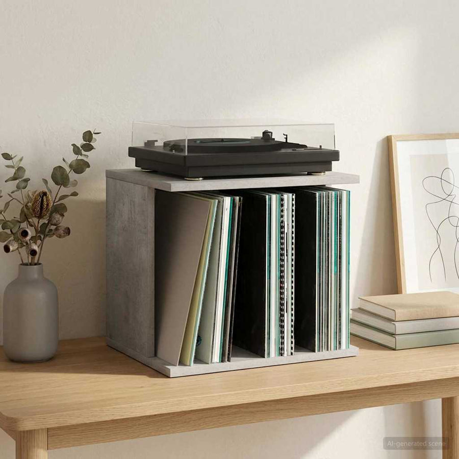 Vinyl Platenspeler Opslag Betongrijs 42 x 33 x 36 cm