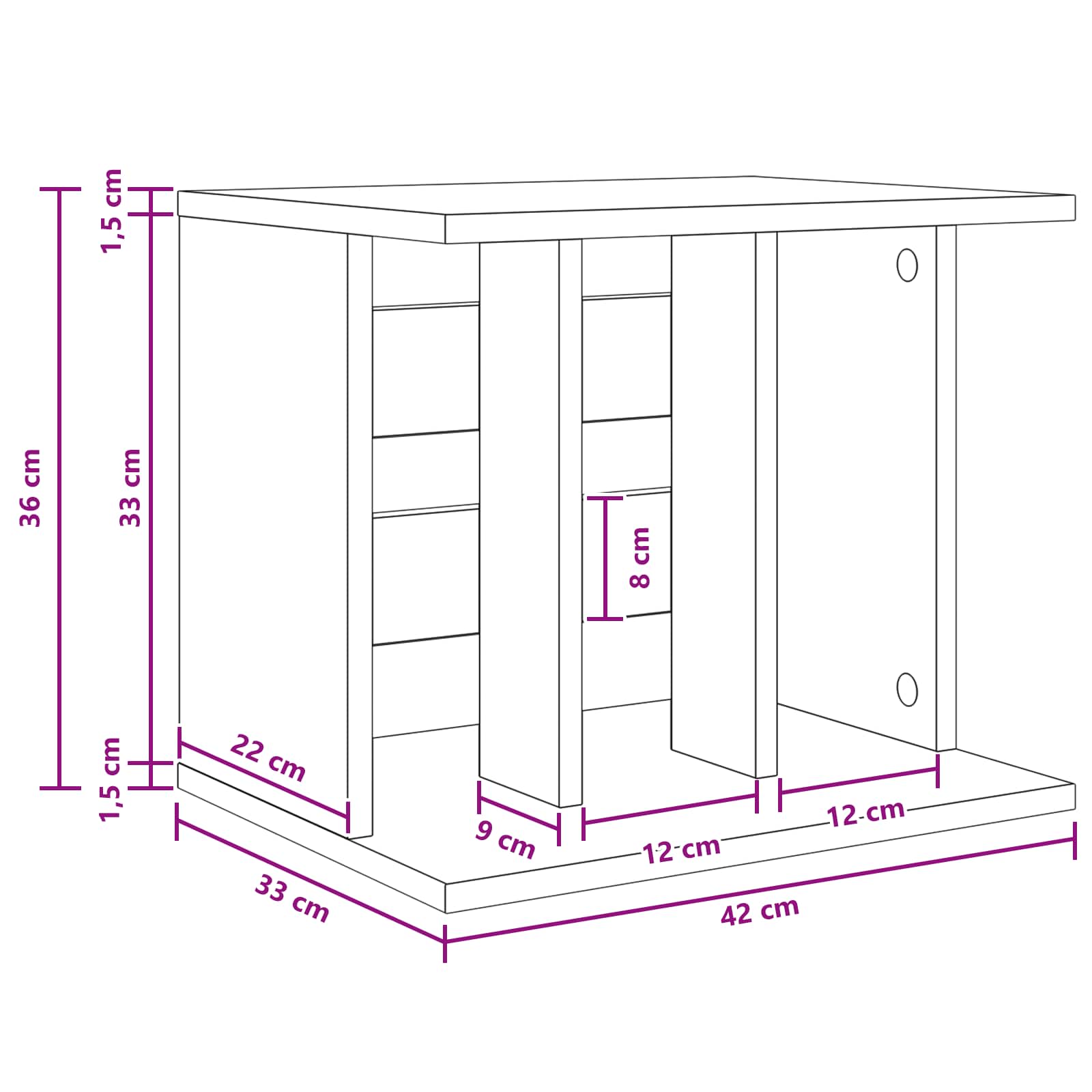 Vinyl Platenspeler Opslag Betongrijs 42 x 33 x 36 cm