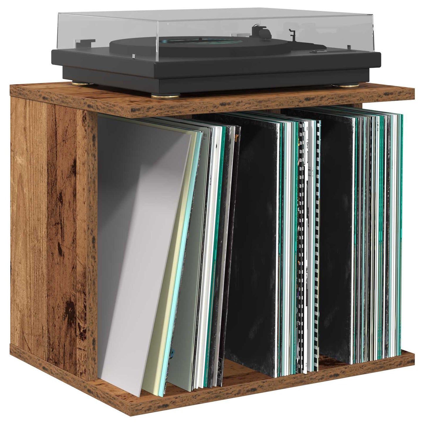 Vinyl Platenspeler Opslag Oud hout 42 x 33 x 36 cm Bewerkt hout