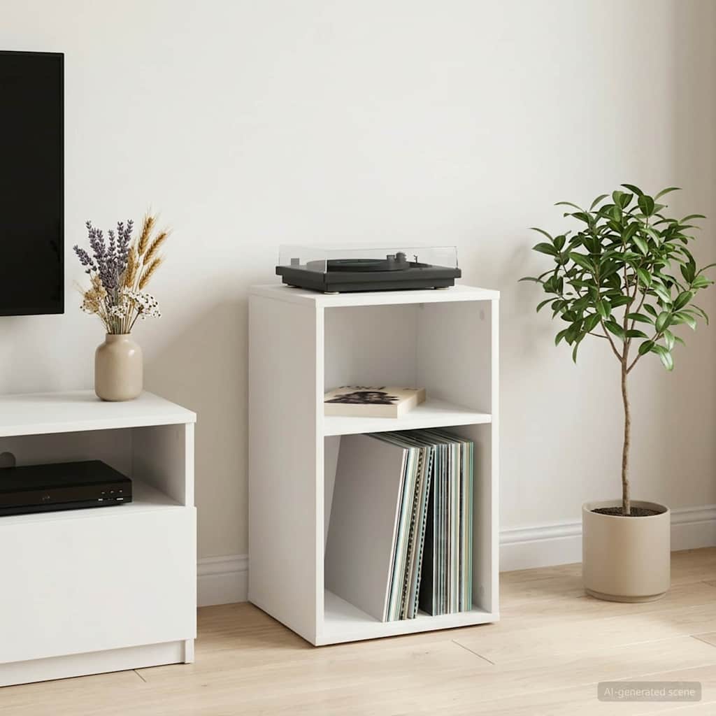 Platenkast Wit 38 x 33 x 61 cm Bewerkt hout