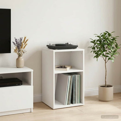 Platenkast Wit 38 x 33 x 61 cm Bewerkt hout