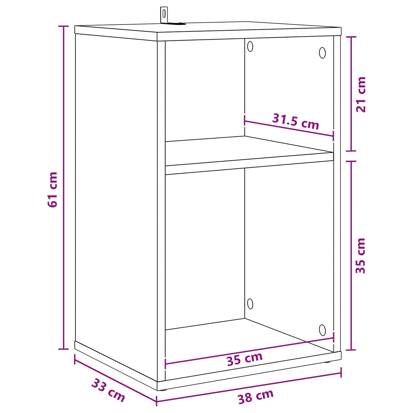 Platenkast Wit 38 x 33 x 61 cm Bewerkt hout