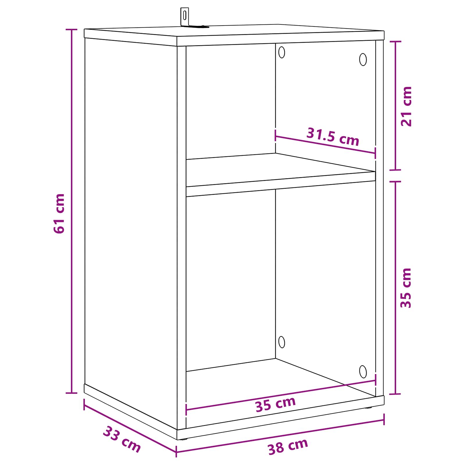Platenkast Wit 38 x 33 x 61 cm Bewerkt hout