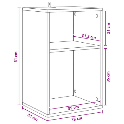 Platenkast Zwart eiken 38 x 33 x 61 cm Bewerkt hout