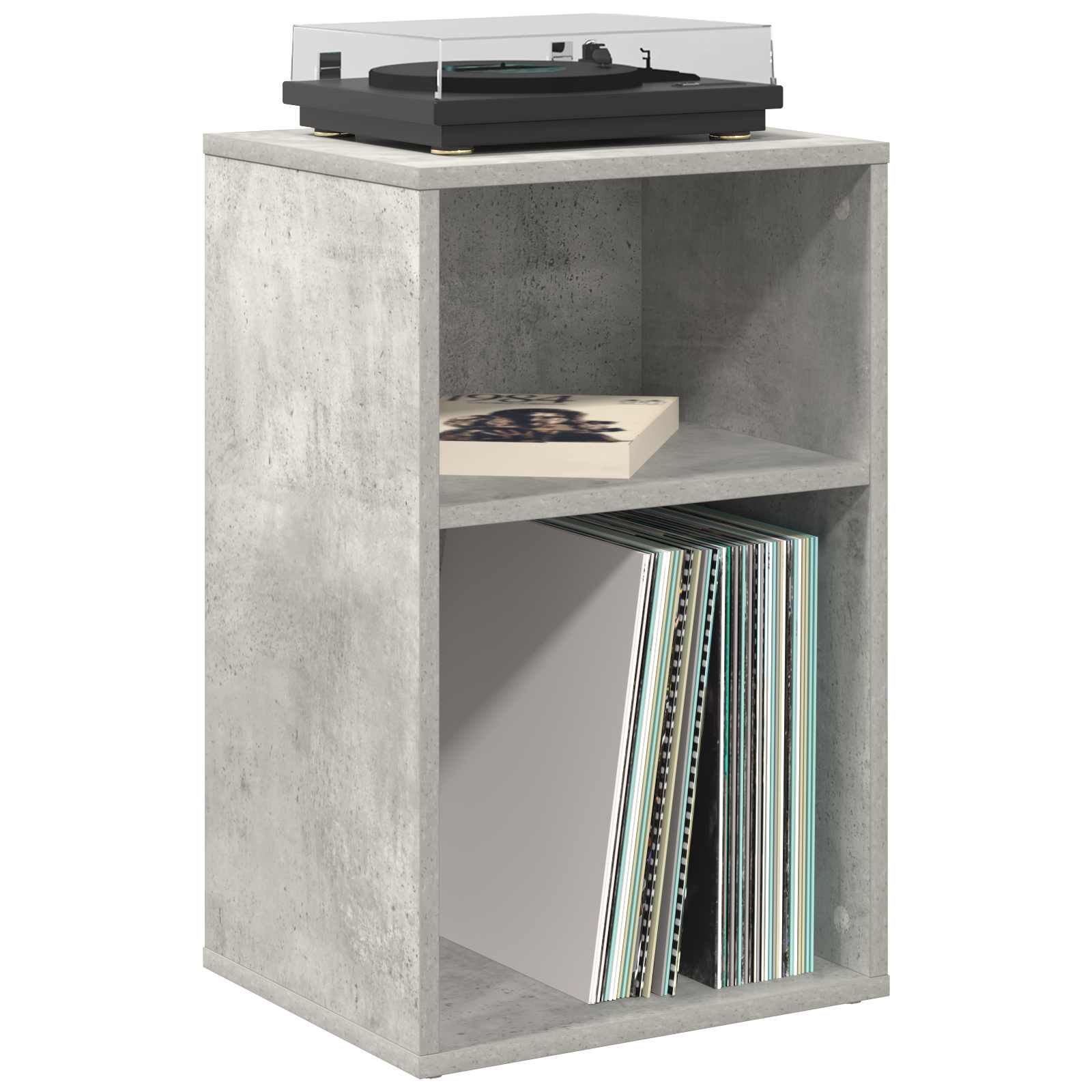Platenkast Betongrijs 38 x 33 x 61 cm Bewerkt hout