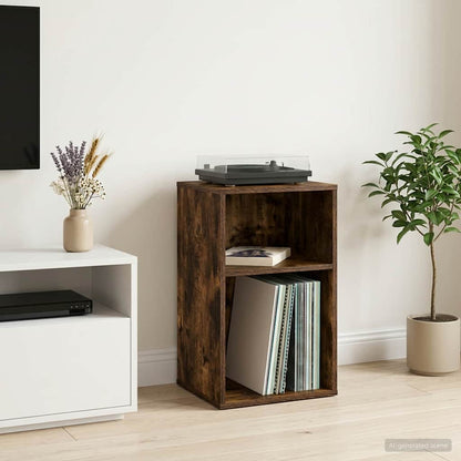 Platenkast Gerookt eiken 38 x 33 x 61 cm Bewerkt hout