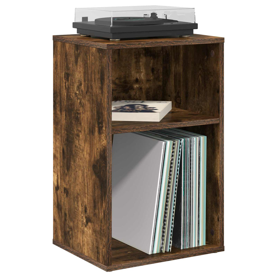 Platenkast Gerookt eiken 38 x 33 x 61 cm Bewerkt hout