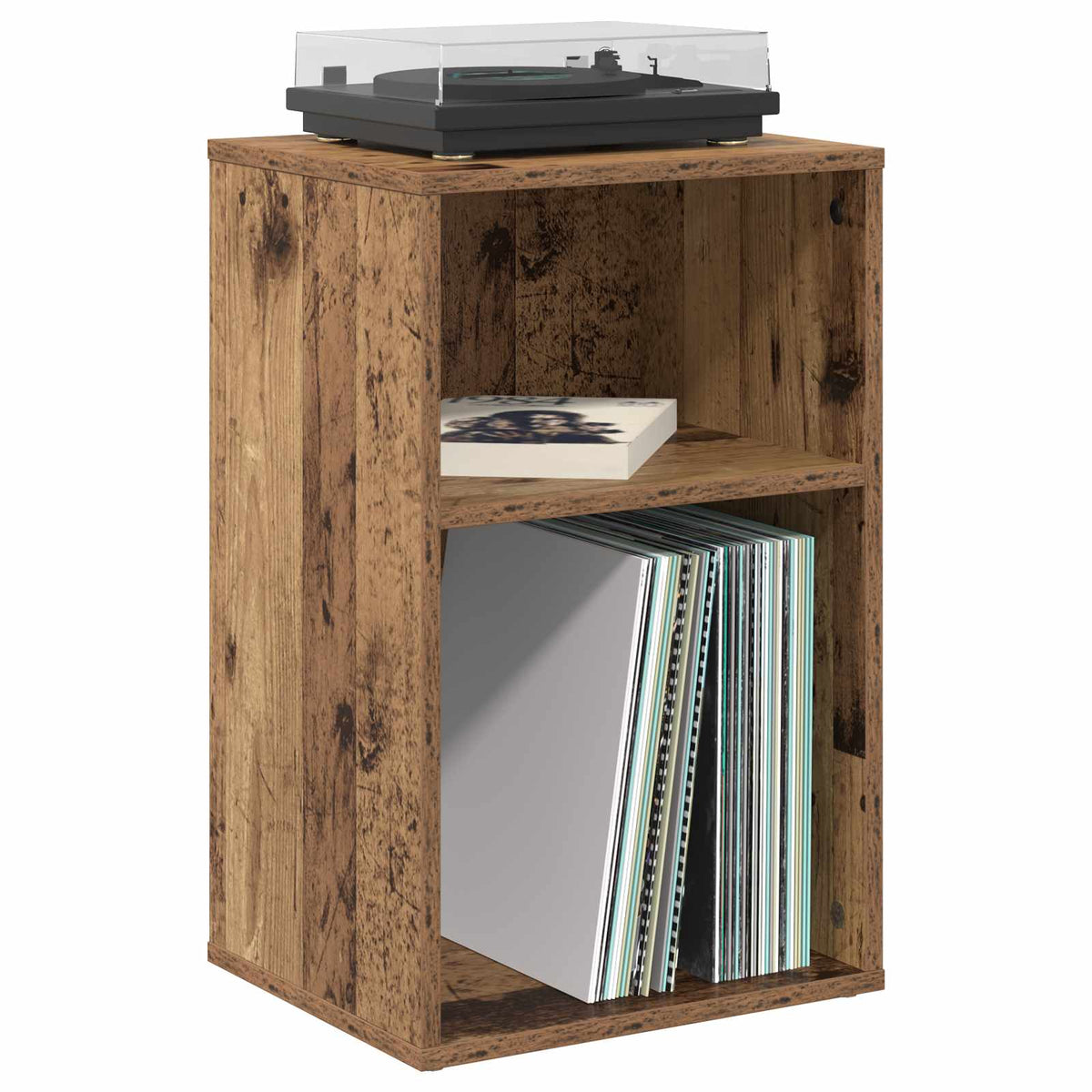 Platenkast Oud hout 38 x 33 x 61 cm Bewerkt hout