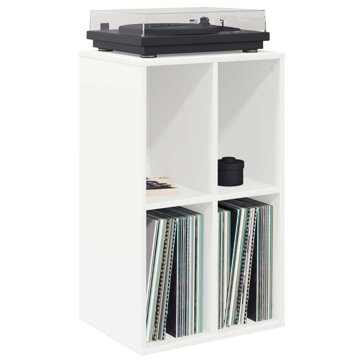Platenkast Wit 44,5 x 36,5 x 74,5 cm Bewerkt hout