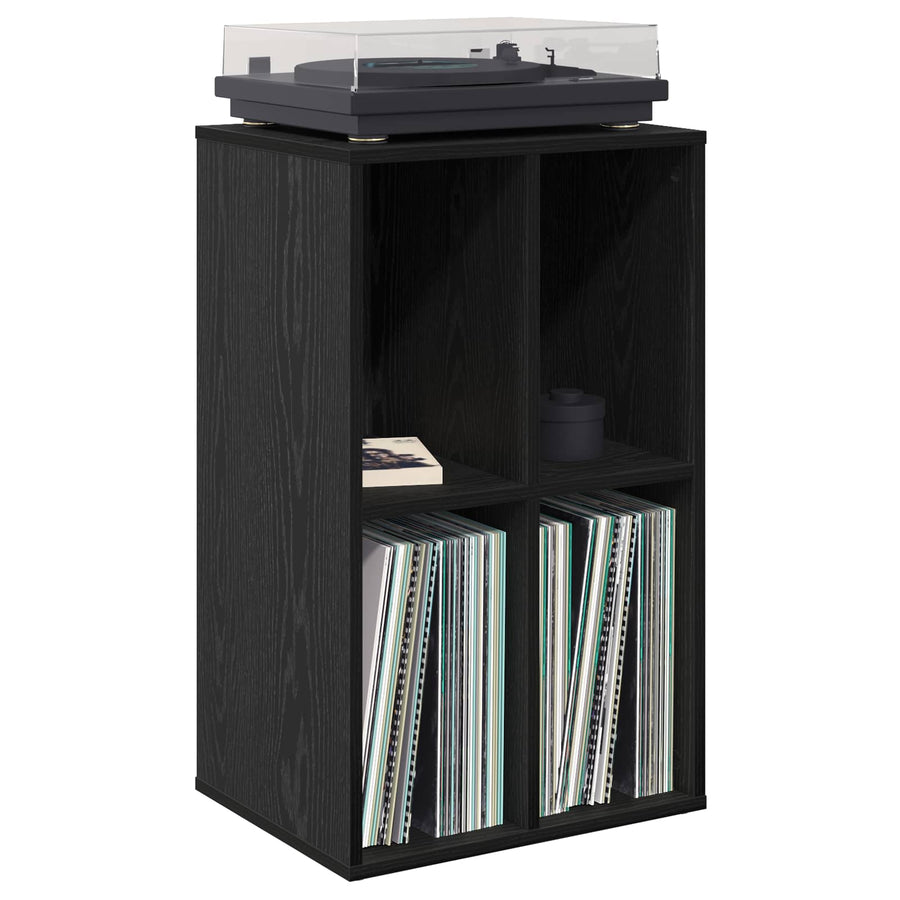 Platenkast Zwart eiken 44,5 x 36,5 x 74,5 cm Bewerkt hout