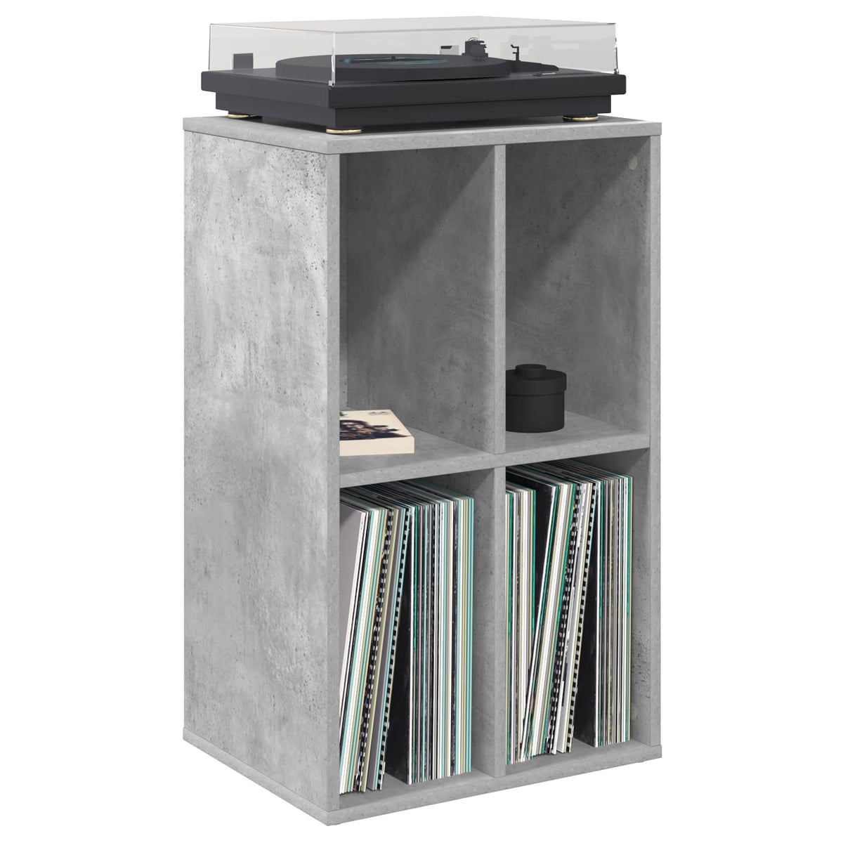 Platenkast Betongrijs 44,5 x 36,5 x 74,5 cm Bewerkt hout