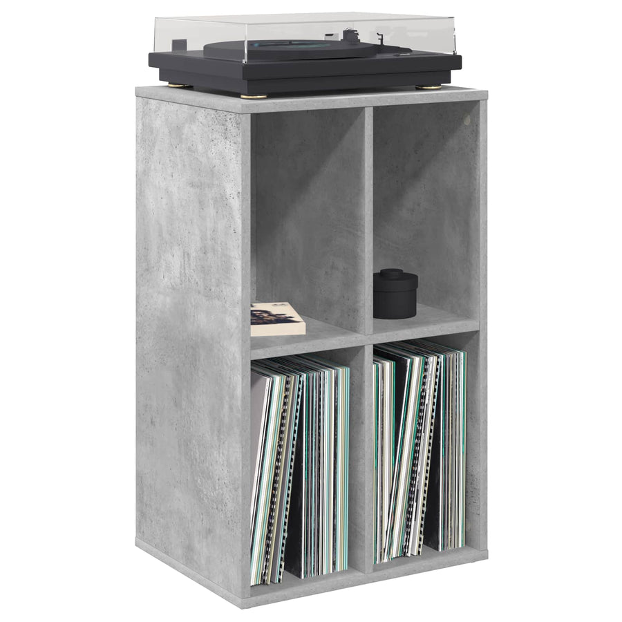 Platenkast Betongrijs 44,5 x 36,5 x 74,5 cm Bewerkt hout