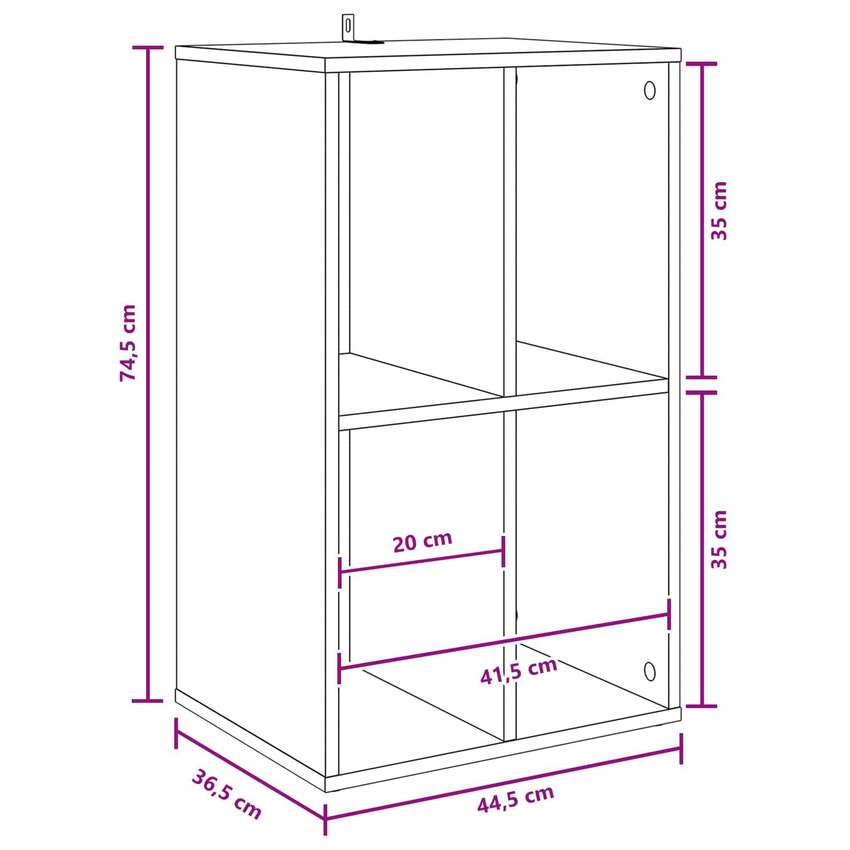 Platenkast Betongrijs 44,5 x 36,5 x 74,5 cm Bewerkt hout