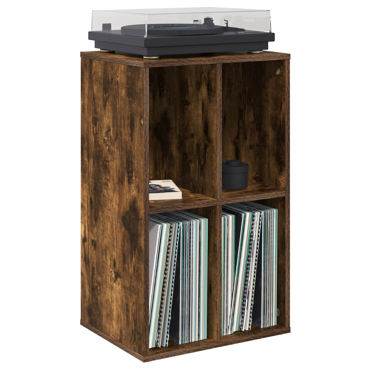 Platenkast Gerookt eiken 44,5 x 36,5 x 74,5 cm Bewerkt hout
